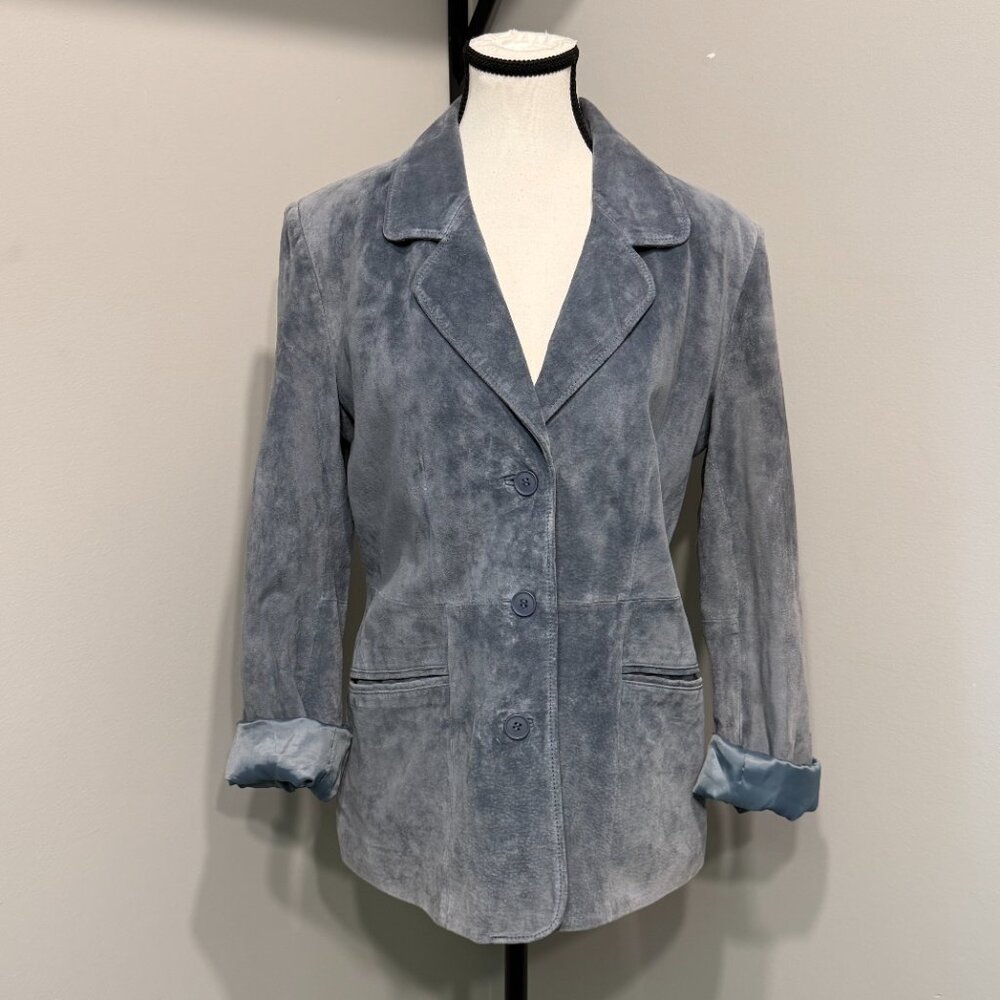 VTG Atelier by B Thomas Women's Suede‎ Blazer  Size Small in Blue/Gray